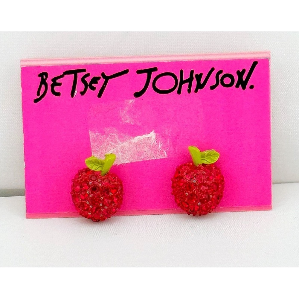 Betsey Johnson sparkly apple earrings. NWTs